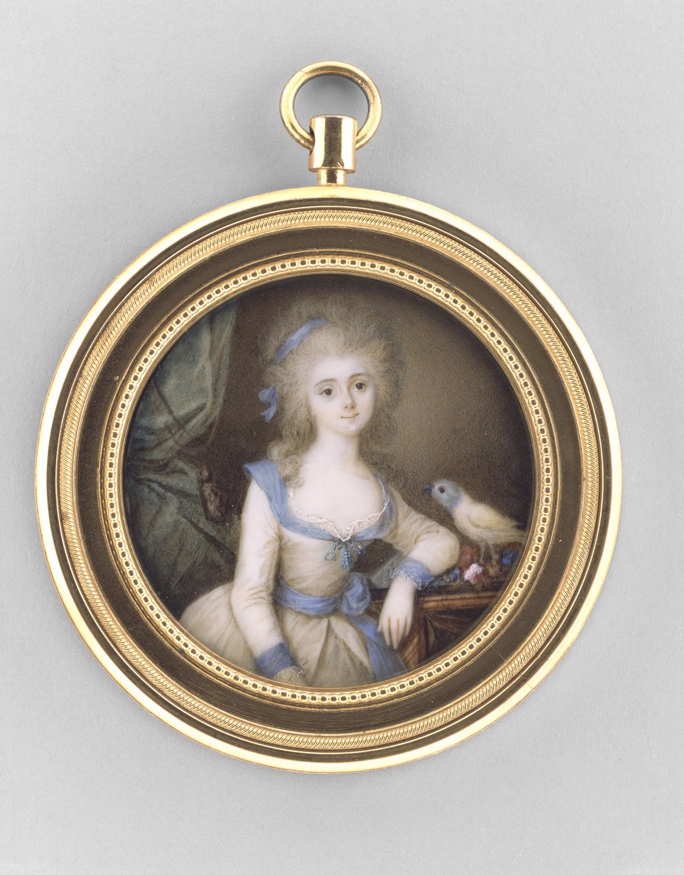 Retrato de mulher, c.1785 (aquarela sobre marfim, ormolu e vidro) de Ignace Jean Victor Campana