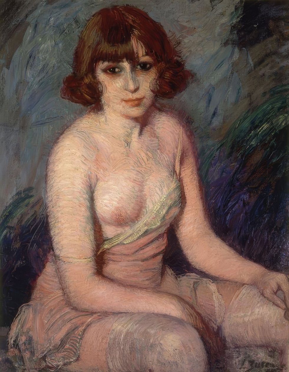 (MULHER EM ROUPA INTERIOR COM CAIXA NÃO COBERTA) - SÉCULO XX de Ignacio Zuloaga y Zabaleta