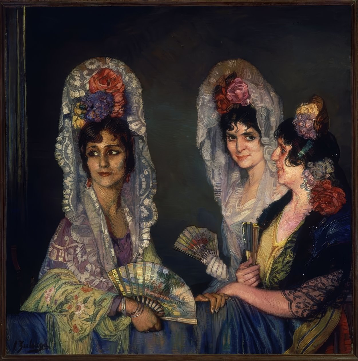 AS TRÊS MANOLAS - SÉCULO XX - O - L - 109X110 CM de Ignacio Zuloaga y Zabaleta