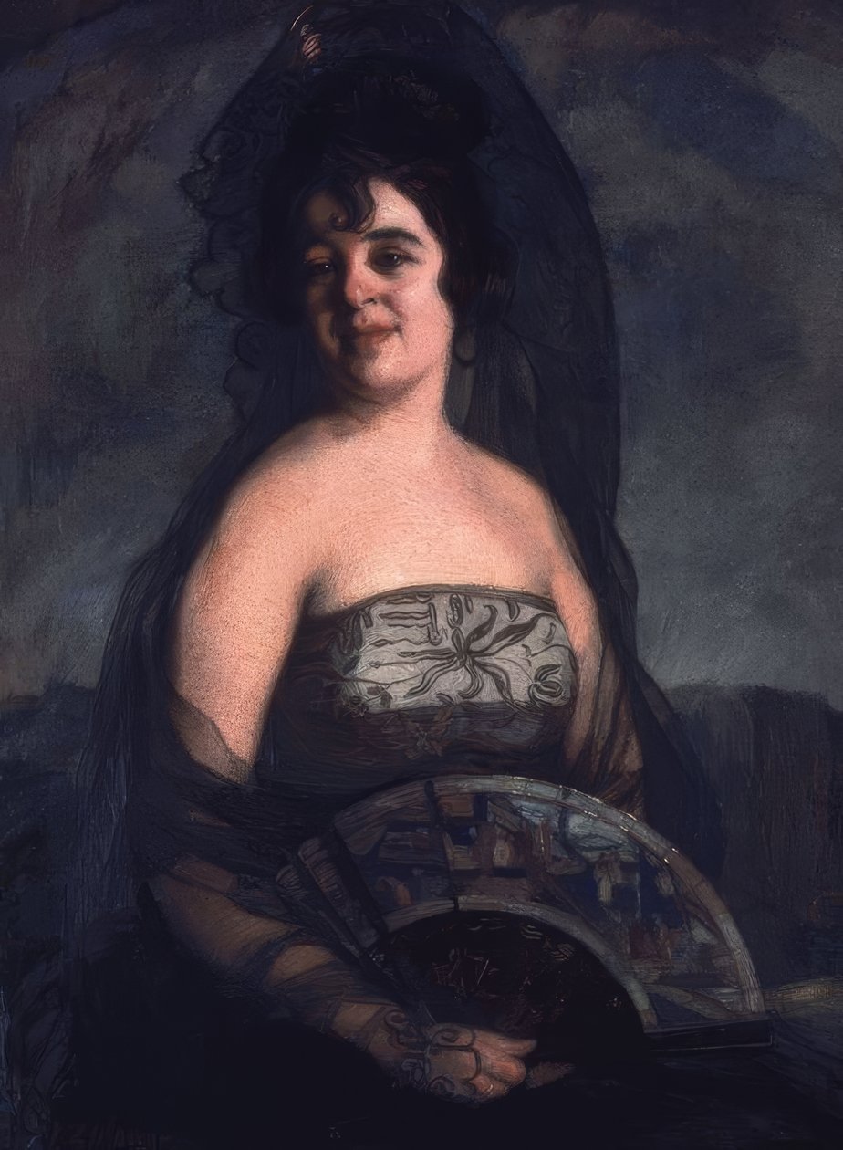 A SENHORA DO VENTILADOR - OLEO LIENZO - 103 × 82 CM de Ignacio Zuloaga y Zabaleta