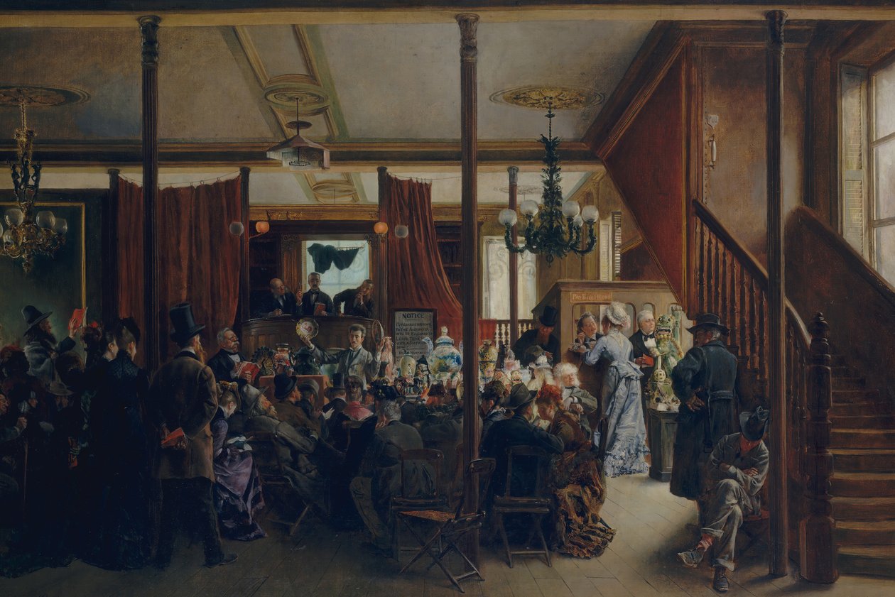 Leilão em Clinton Hall, Nova York, 1876, 1876. de Ignacio de León Escosura