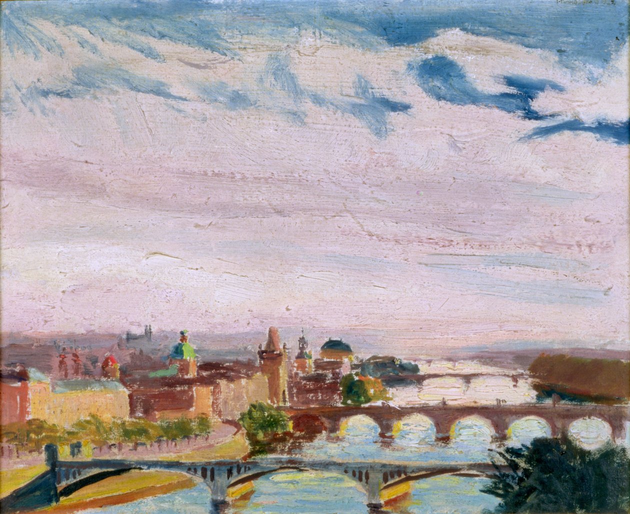 Vista de Praga a partir de Letna, 1925 (óleo sobre papelão) de Ignacy Pinkas