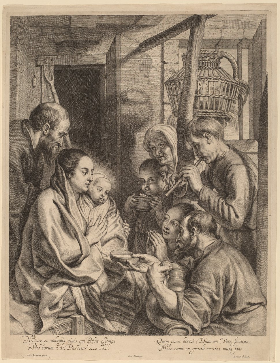A adoração dos pastores de Ignatius Cornelis Marinus after Jacob Jordaens