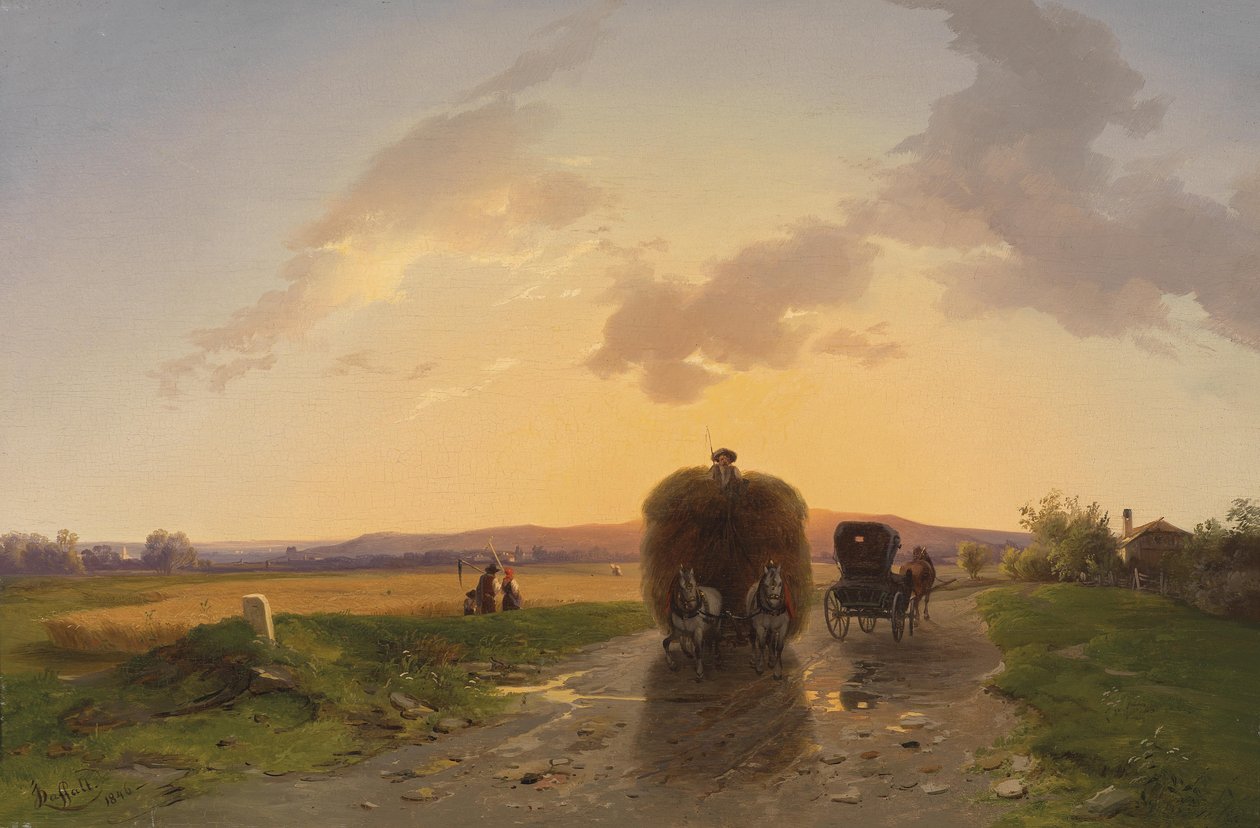 Volte para casa do campo ao pôr do sol de Ignaz Raffalt