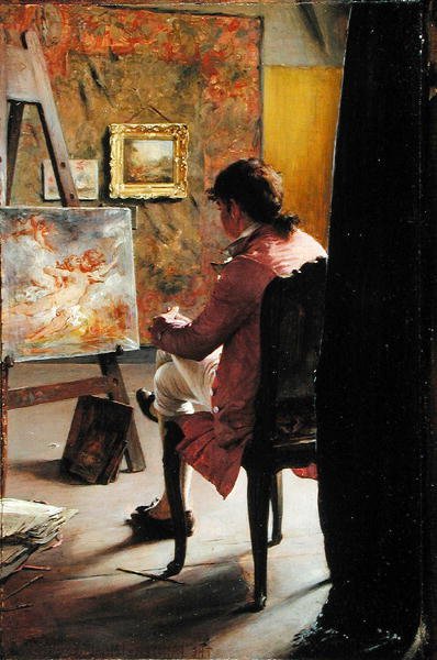 O Pintor, c.1883 (óleo sobre painel) de Ignaz Marcel Gaugengigl