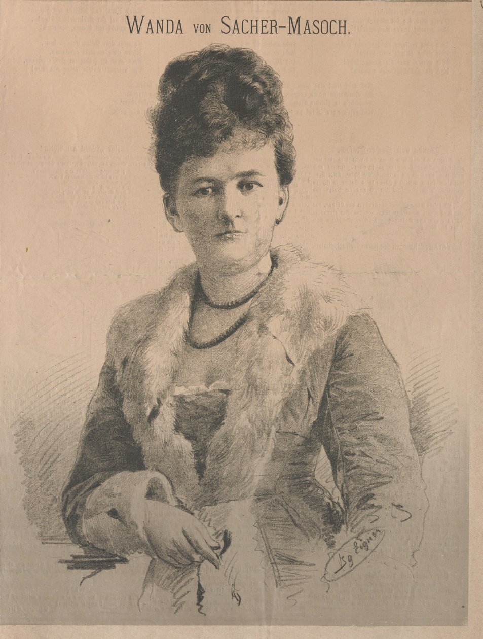 Escritora Wanda von Sacher-Masoch, nascida Angelika Aurora Rümelin, 1879. de Ignaz Eigner