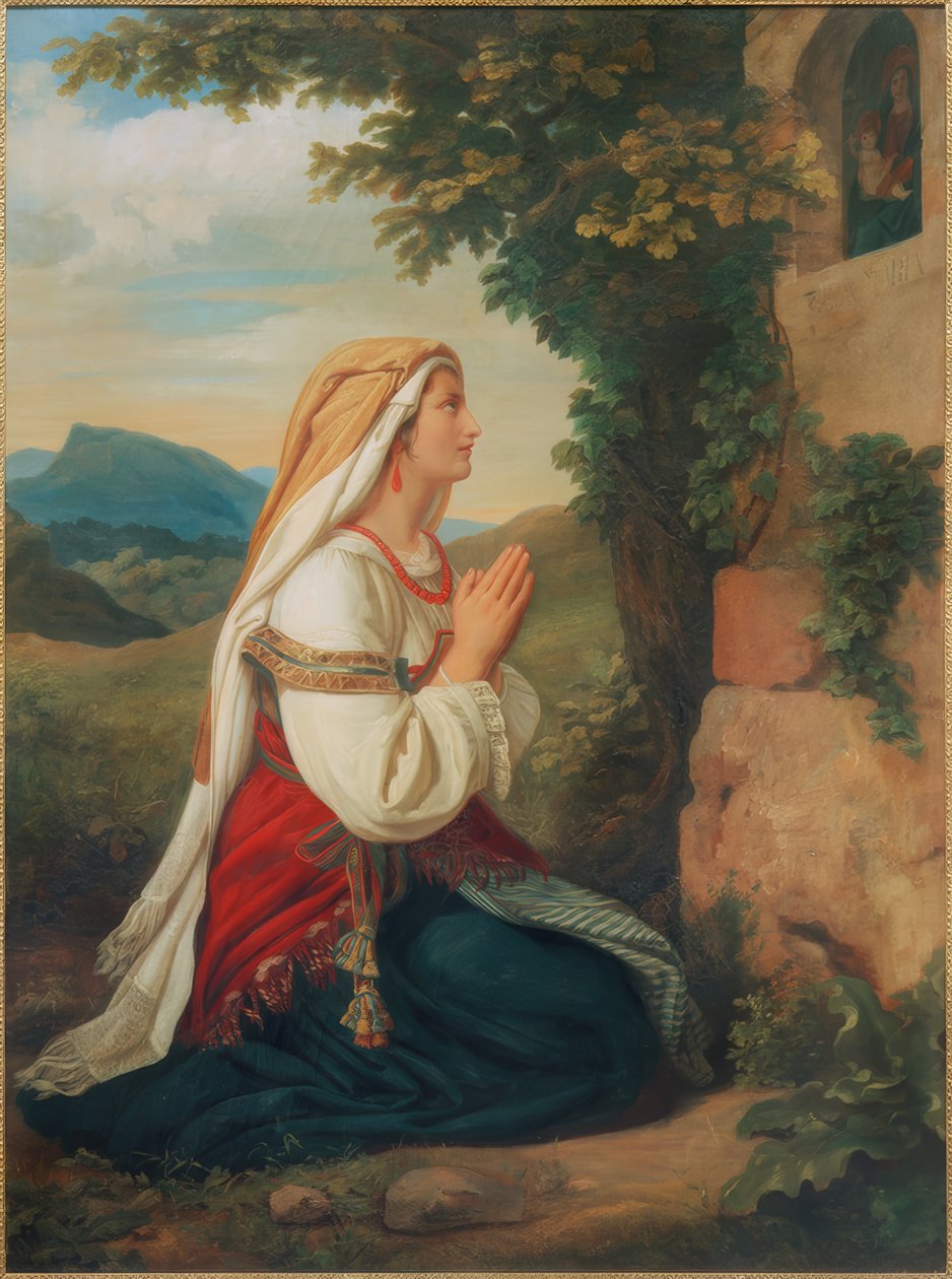 Mulher italiana orante perto de Roma de Ignaz Schmidt