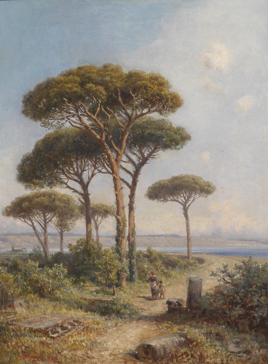 Paisagem meridional com bordadura figurativa de Ignaz Seelos