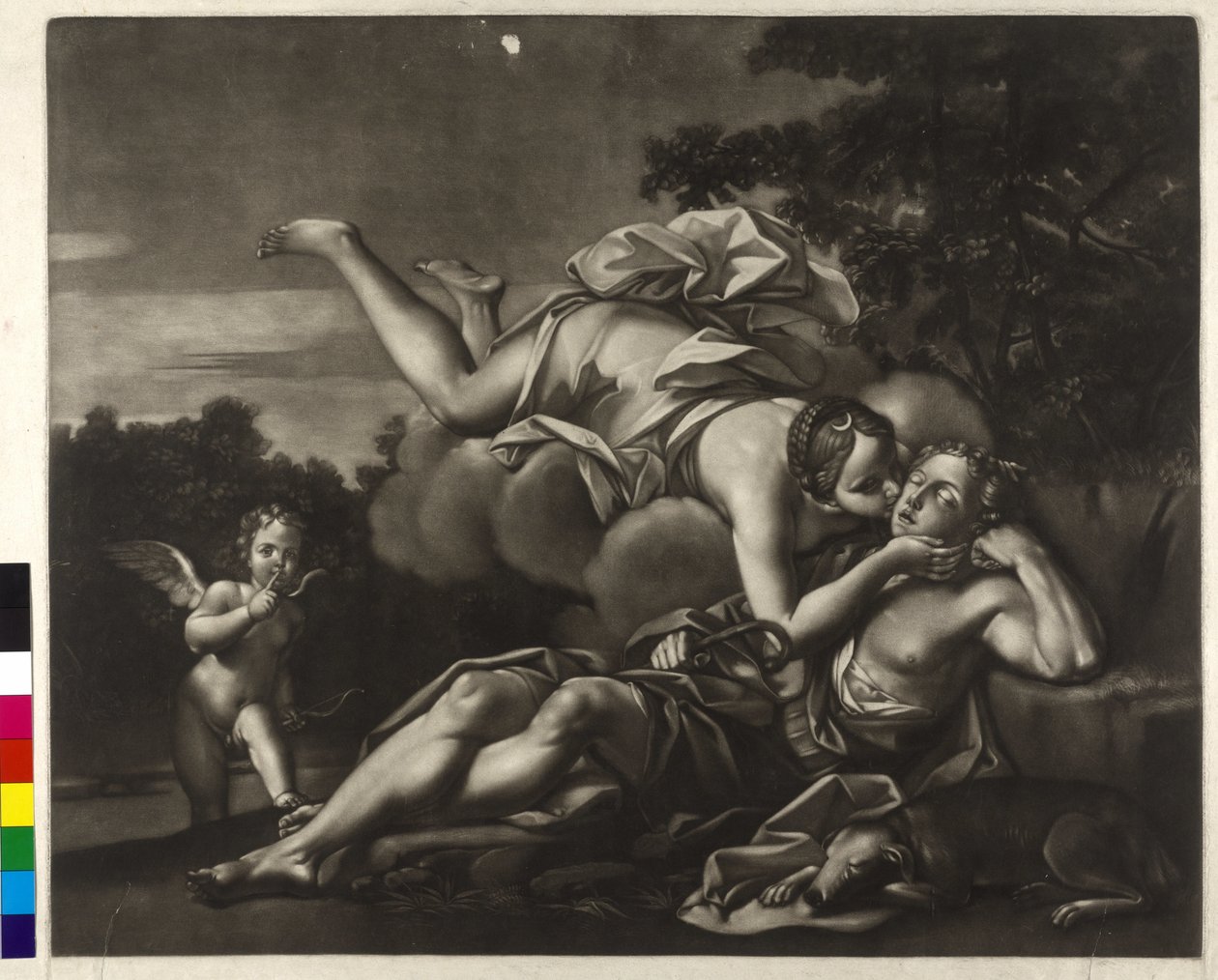 Mezzotint de Ignatius Unterberger Selene e Endymion (mezzotint) de Ignaz Unterberger