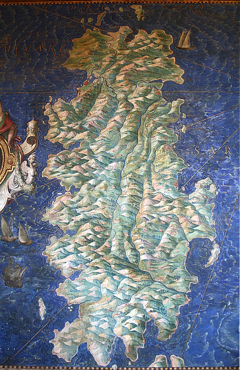 Mapa da Sardenha - A Galeria dos Mapas - Museus do Vaticano. de Ignazio Danti