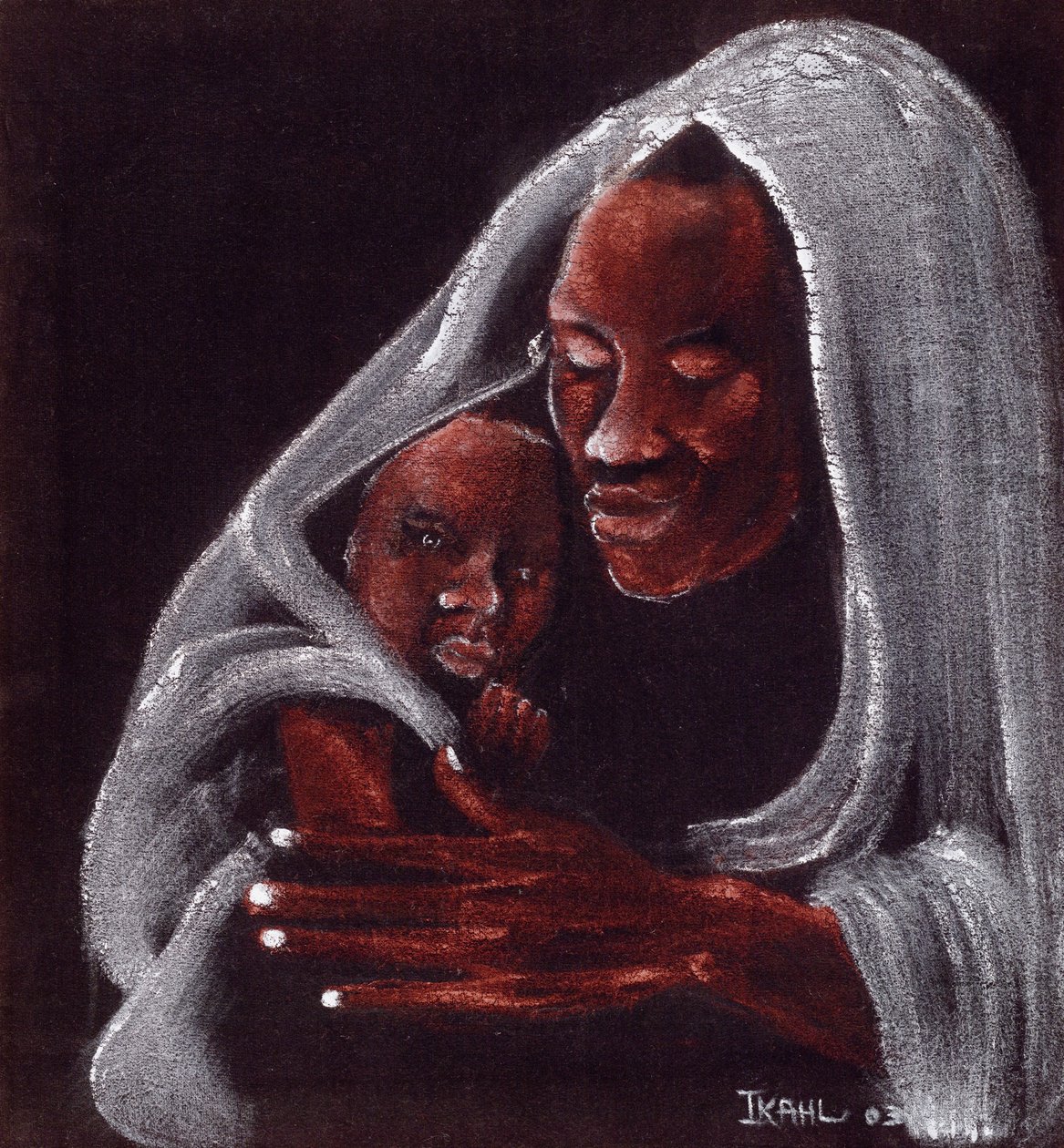 Pai e Filho, 2003 (óleo sobre camurça) de Ikahl Beckford