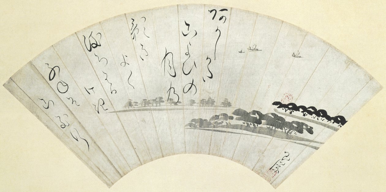 Baía de Akashi, finais do século XVIII (tinta sobre papel dimensionado com mica) de Ike Gyokuran