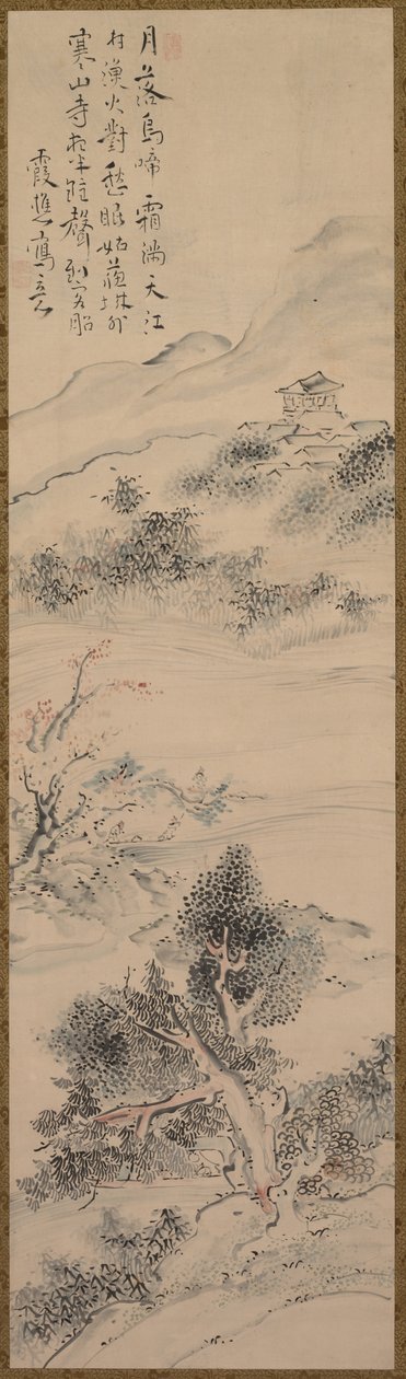 Ilustração do Poema de Zhang Qi no Templo da Montanha Fria, século XVIII. de Ike no Taiga
