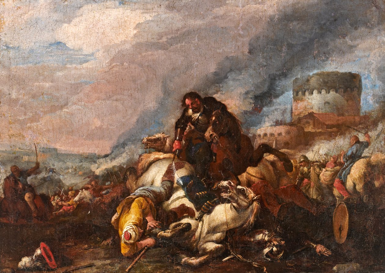 Batalha entre cavaleiros e turcos de Il Borgognone