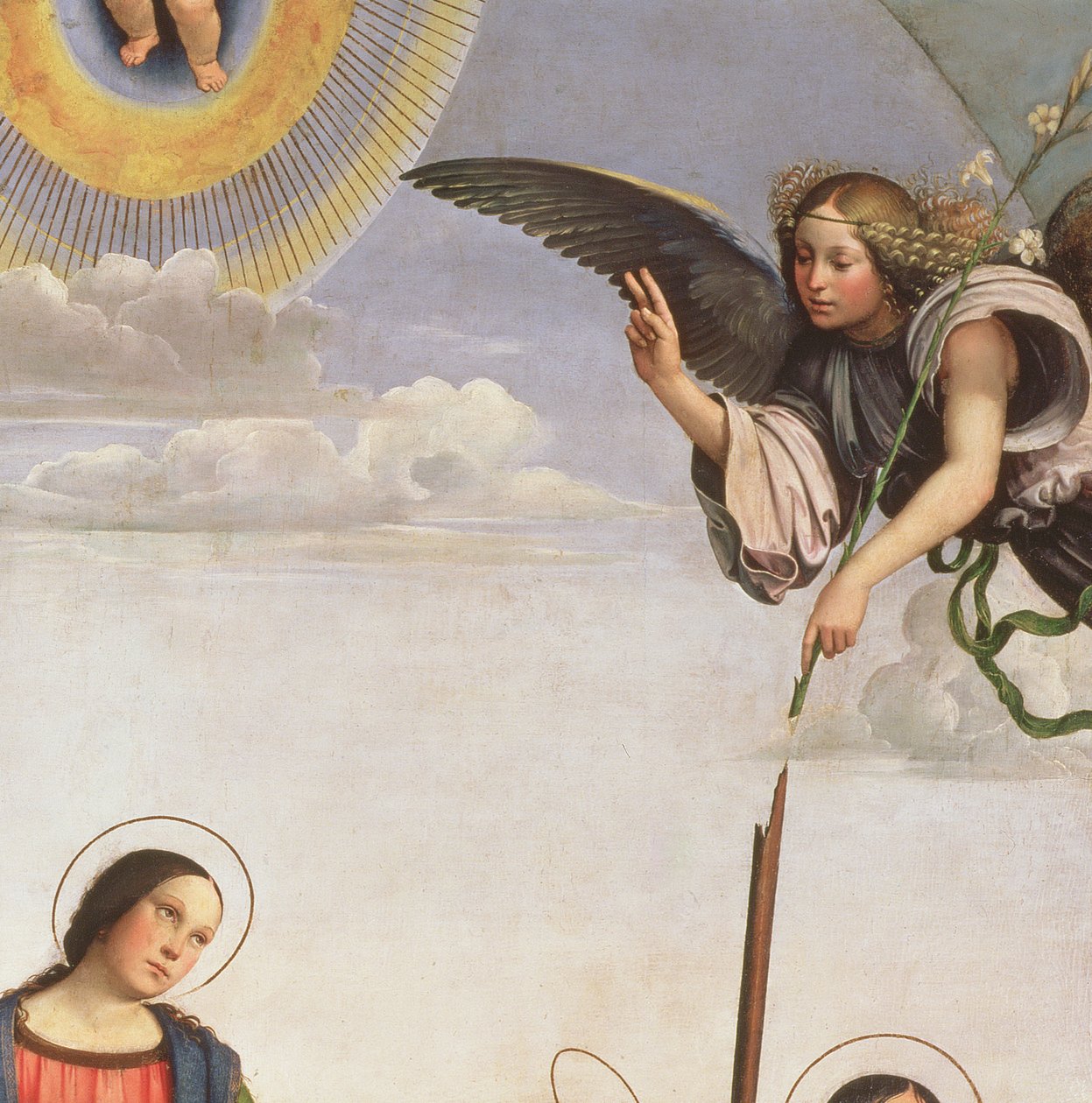 Anunciação e Santos, detalhe do Arcanjo Gabriel, 1500 (detalhe de 33423) de Il Francia