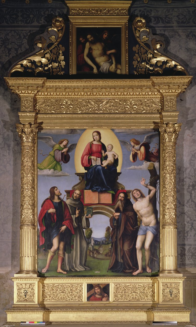 Madonna e Santos, retábulo, final do século XV de Il Francia