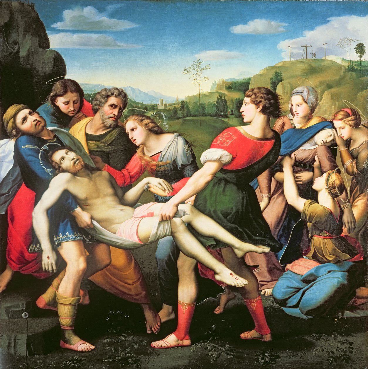 O Entombment, depois de uma pintura de Rafael na Villa Borghese, Roma, século XVII de Il Sassoferrato