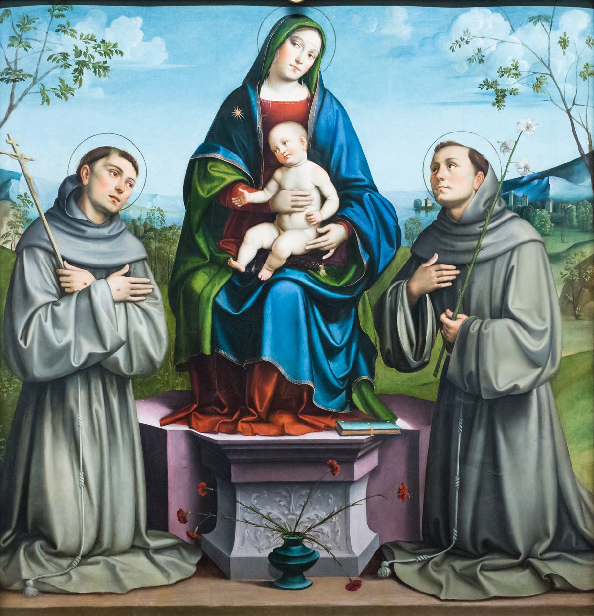 Madonna e Criança com São Francisco de Assis e Santo António de Pádua de Il (1450 1517) Francia