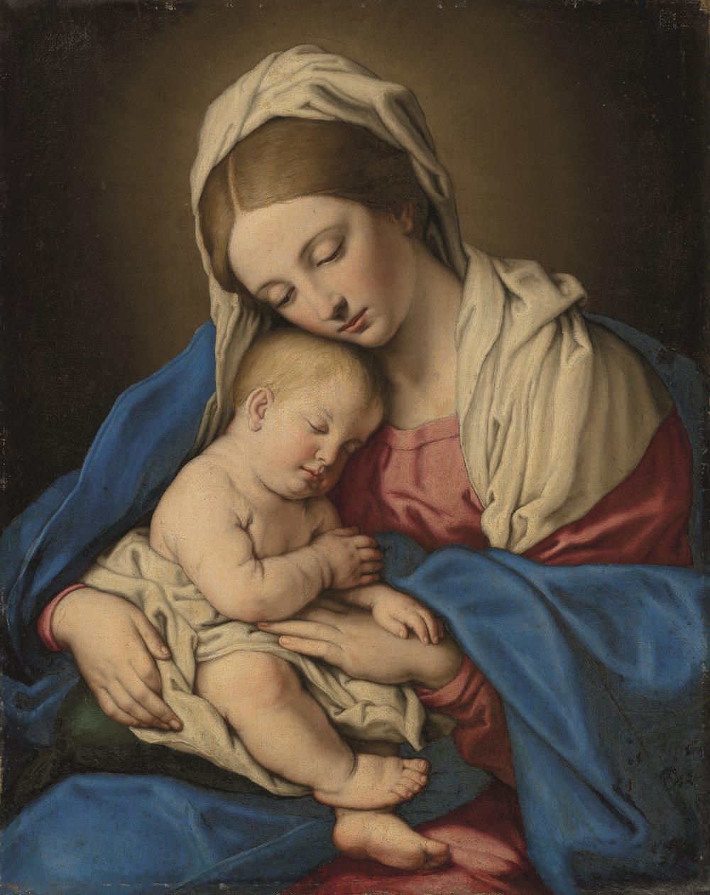 Nossa Senhora e o Menino (óleo sobre tela) de Il (1609-85) Sassoferrato