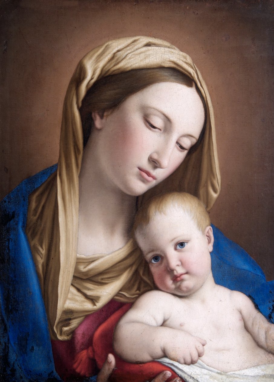 Virgem e Criança (óleo sobre tela) de Il (1609 85) Sassoferrato
