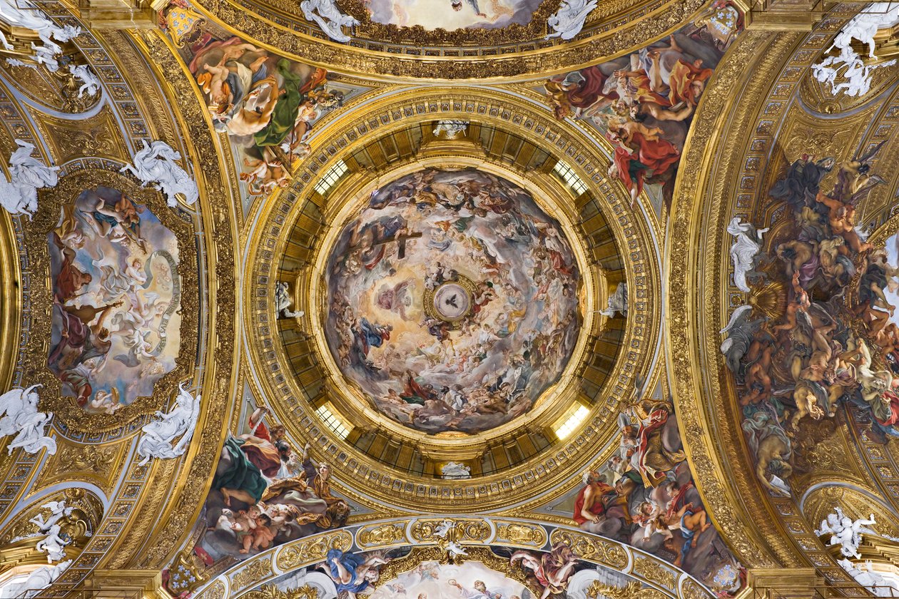 O Paraíso louvando Jesus e os pingentes com Profetas, Evangelistas e Doutores da Igreja de Il  Baciccio