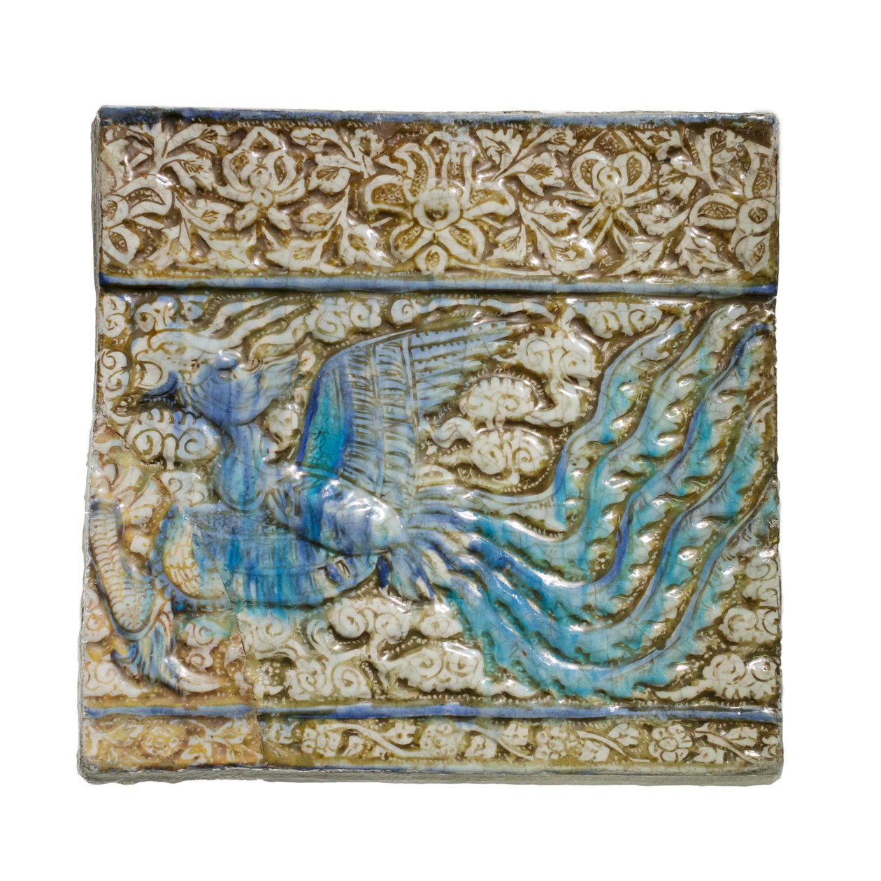 Azulejo com fénix, de Kashan, Irão, período ilkhanid, início do século XIV (pasta de pedra) de Ilkhanid Ilkhanid