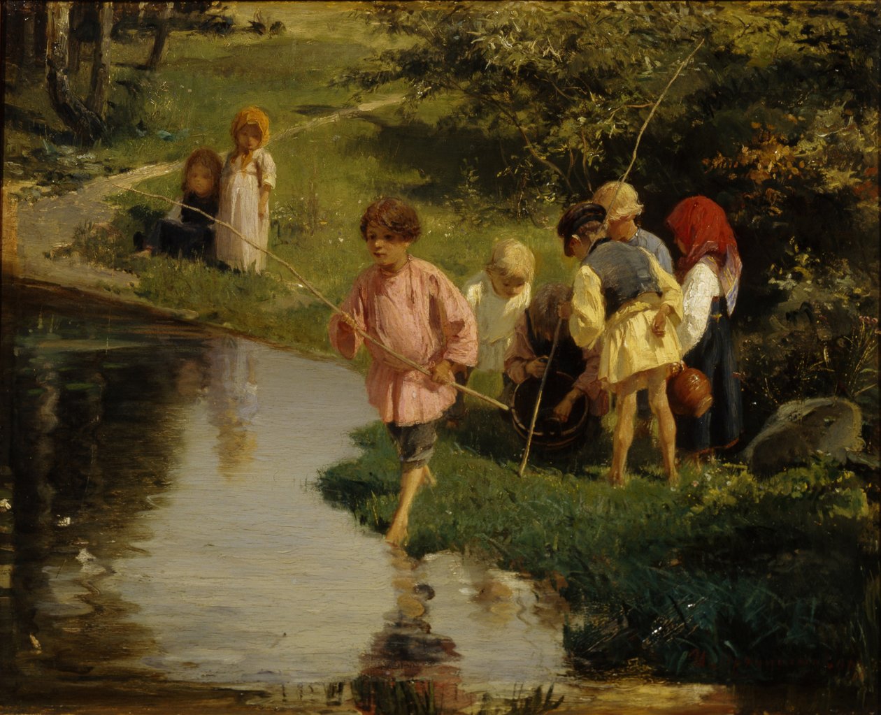 Crianças Pescando, 1882 de Illarion Mikhailovich Pryanishnikov