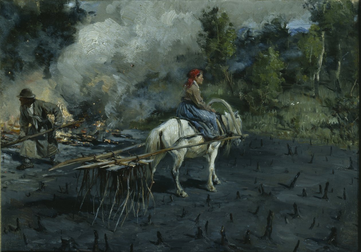 Preparação do solo para linhaça na região de Vologda, 1873 de Illarion Mikhailovich Pryanishnikov