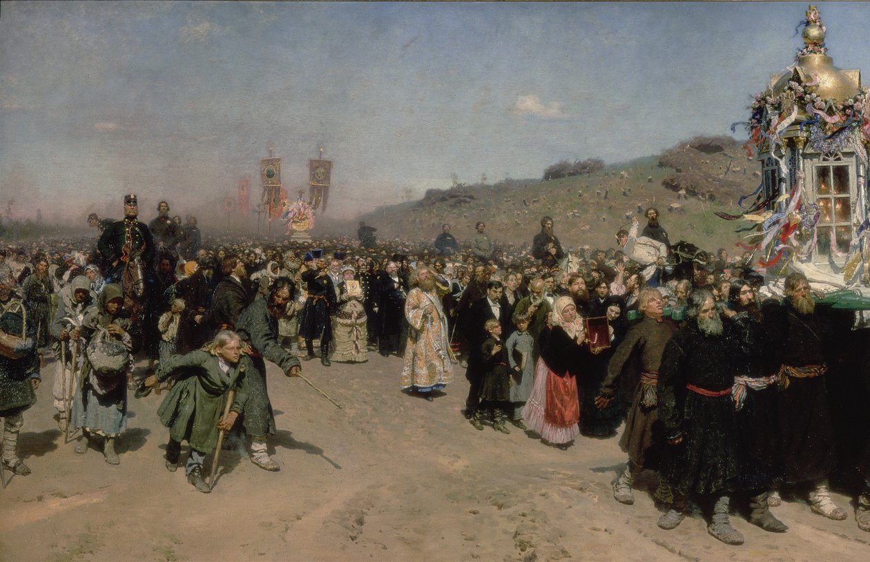 Uma procissão religiosa na província de Kursk, 1880-83 de Ilya Efimovich Repin