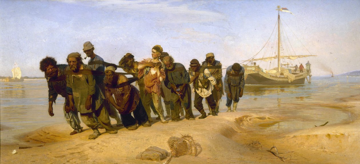 Barcaça Haulers no Volga de Ilya Efimovich Repin