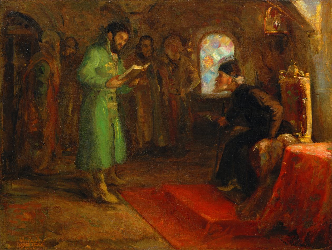 Boris Godunov com Ivan, o Terrível de Ilya Efimovich Repin