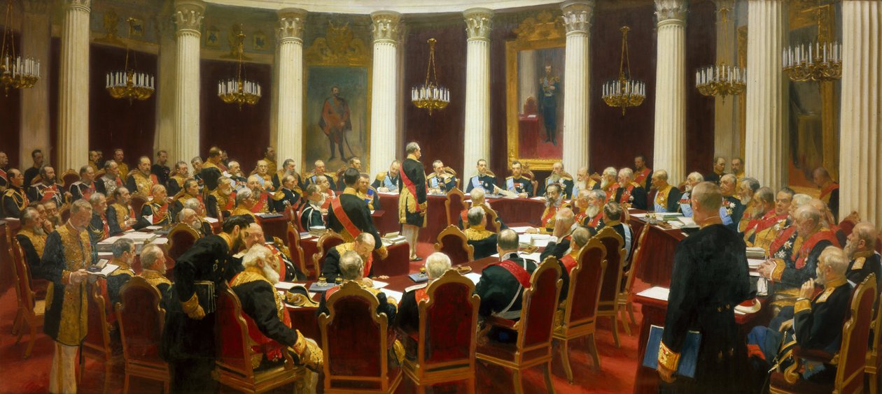 Sessão Cerimonial do Conselho de Estado em 7 de maio de 1901 Marcando o Centenário de sua Fundação de Ilya Efimovich Repin