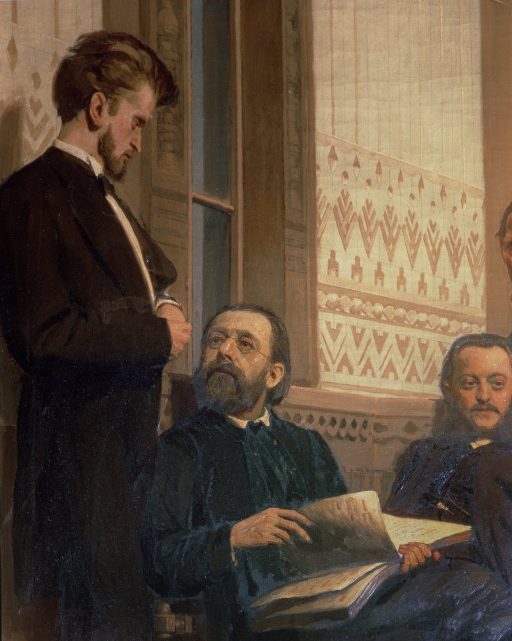 Eduard Frantsovitch Napravnik (1839-1916) e Bedrich Smetana (1824-84), de compositores eslavos, década de 1890 de Ilya Efimovich Repin