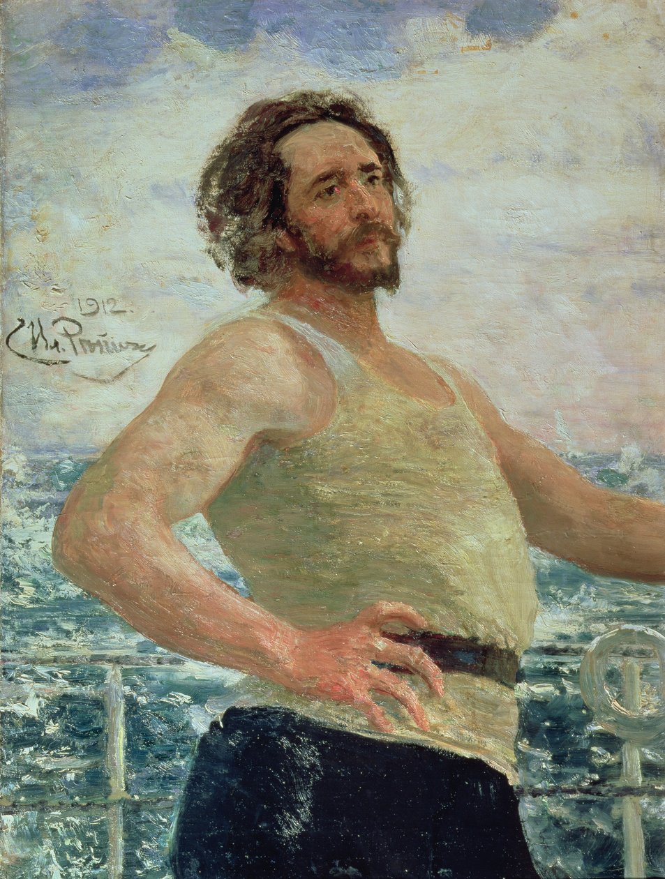 Retrato do Autor Leonid Andreev (1871-1919), 1912 de Ilya Efimovich Repin