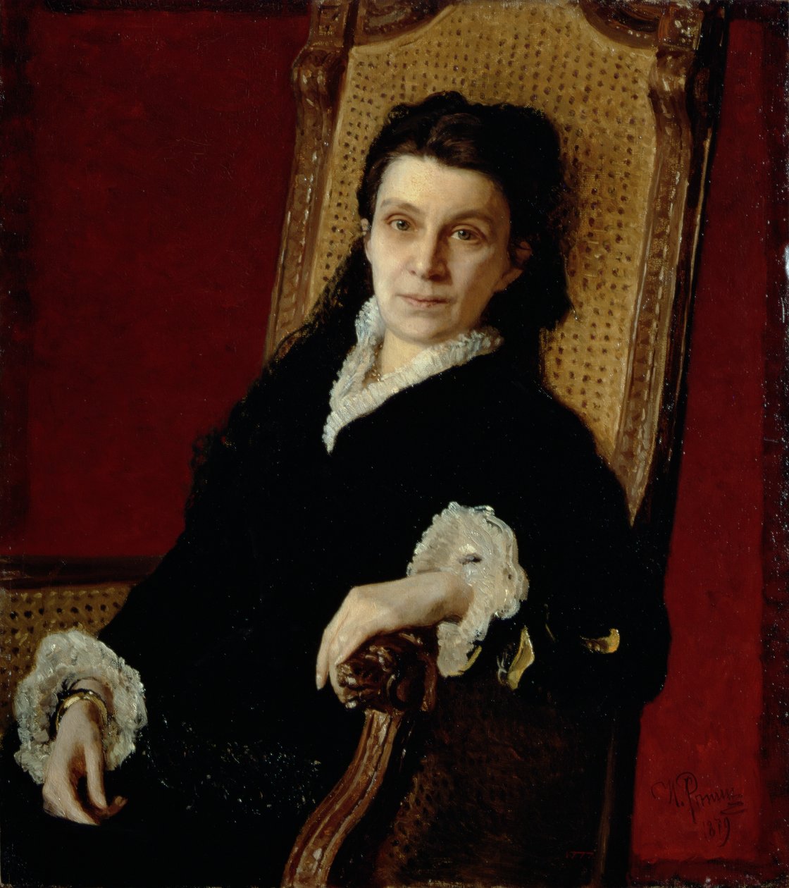 Retrato de Poliksena Stepanovna Stasova (1839-1918) esposa de DV Stasov, 1879 de Ilya Efimovich Repin