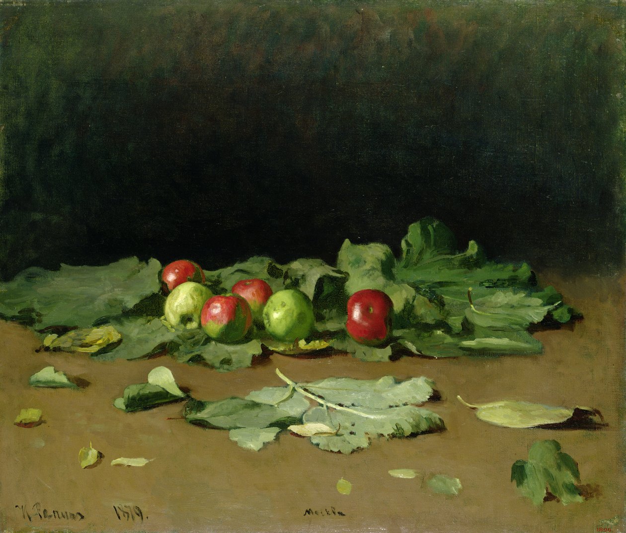 Ainda vida de maçãs e folhas, 1879 de Ilya Efimovich Repin