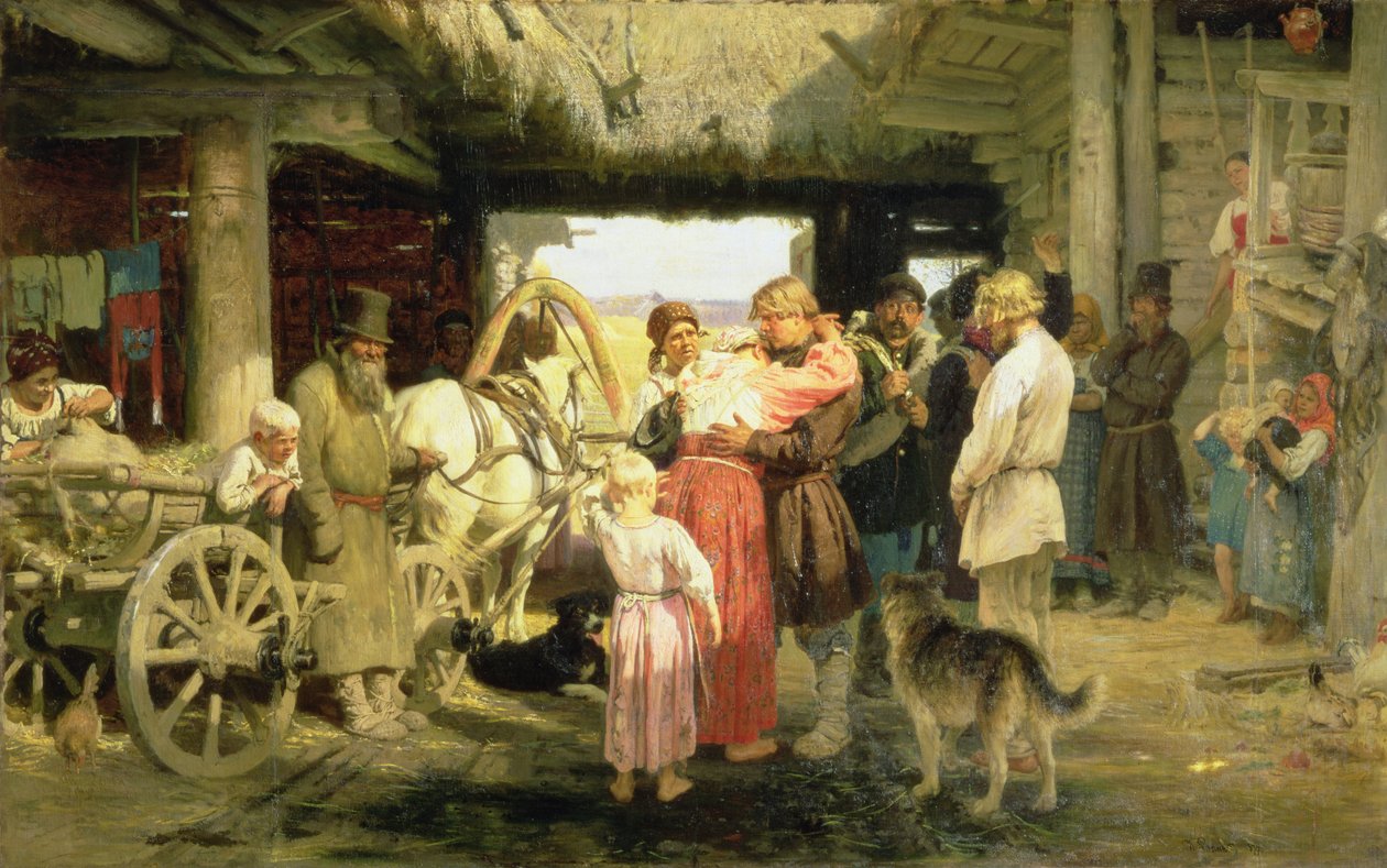 A partida do novo recrutamento, 1879 de Ilya Efimovich Repin
