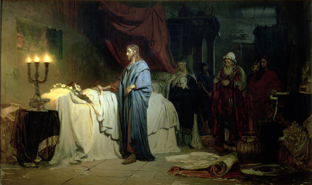 A criação da filha de Jairo, 1871 de Ilya Efimovich Repin