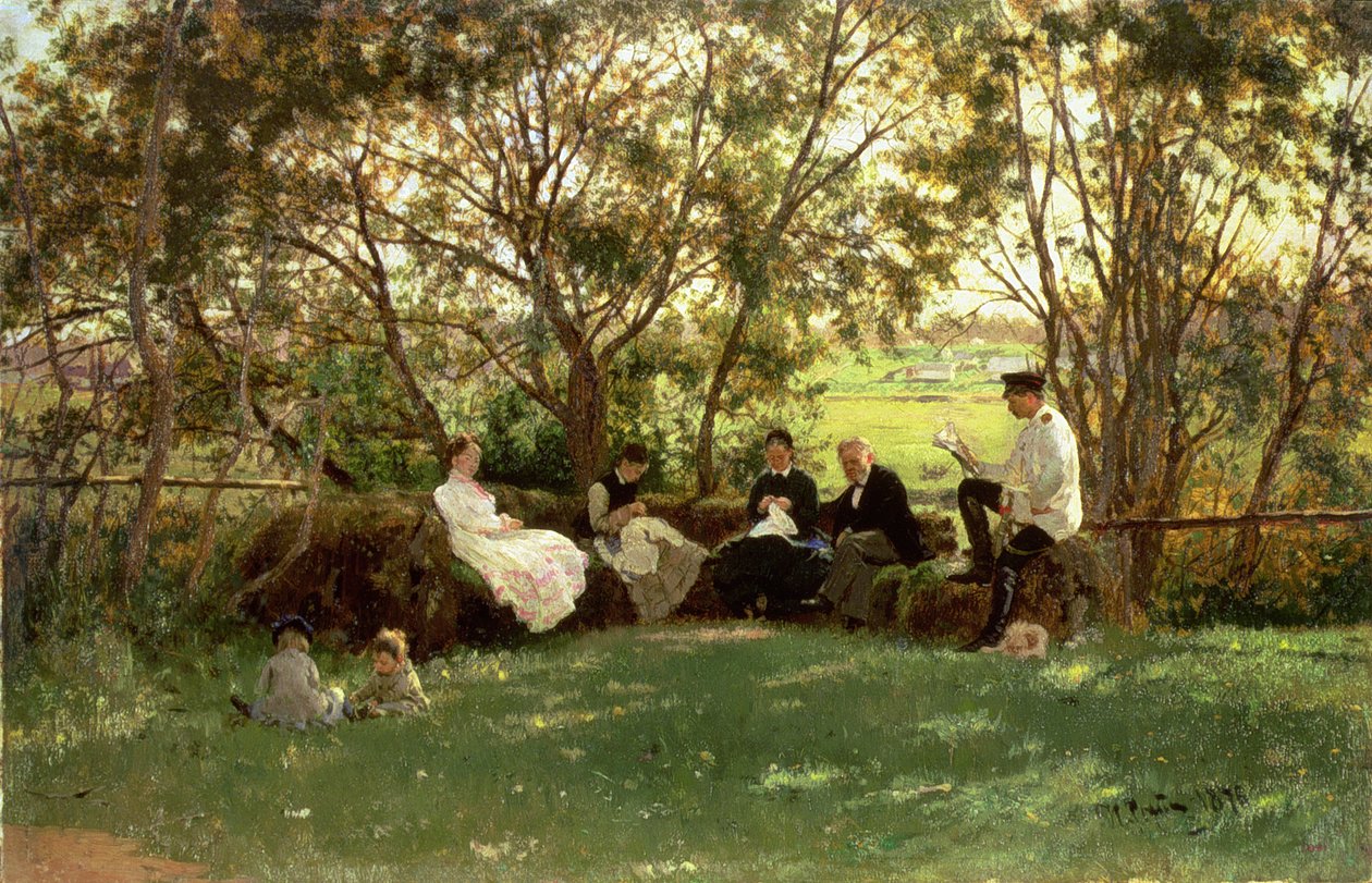 O banco de relva, 1876 de Ilya Efimovich Repin
