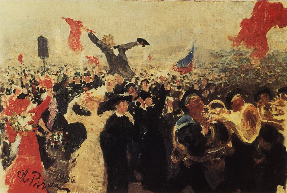 17 1905.nDemonstration em 17 de outubro de 1905 Sketch. de Ilya Efimovich Repin
