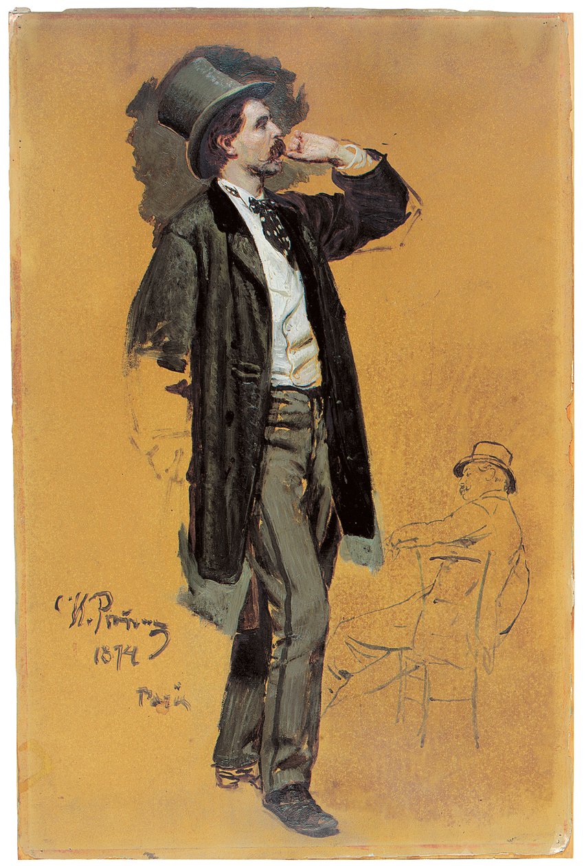 Um estudo para "Um café parisiense" de Ilya Efimovich Repin