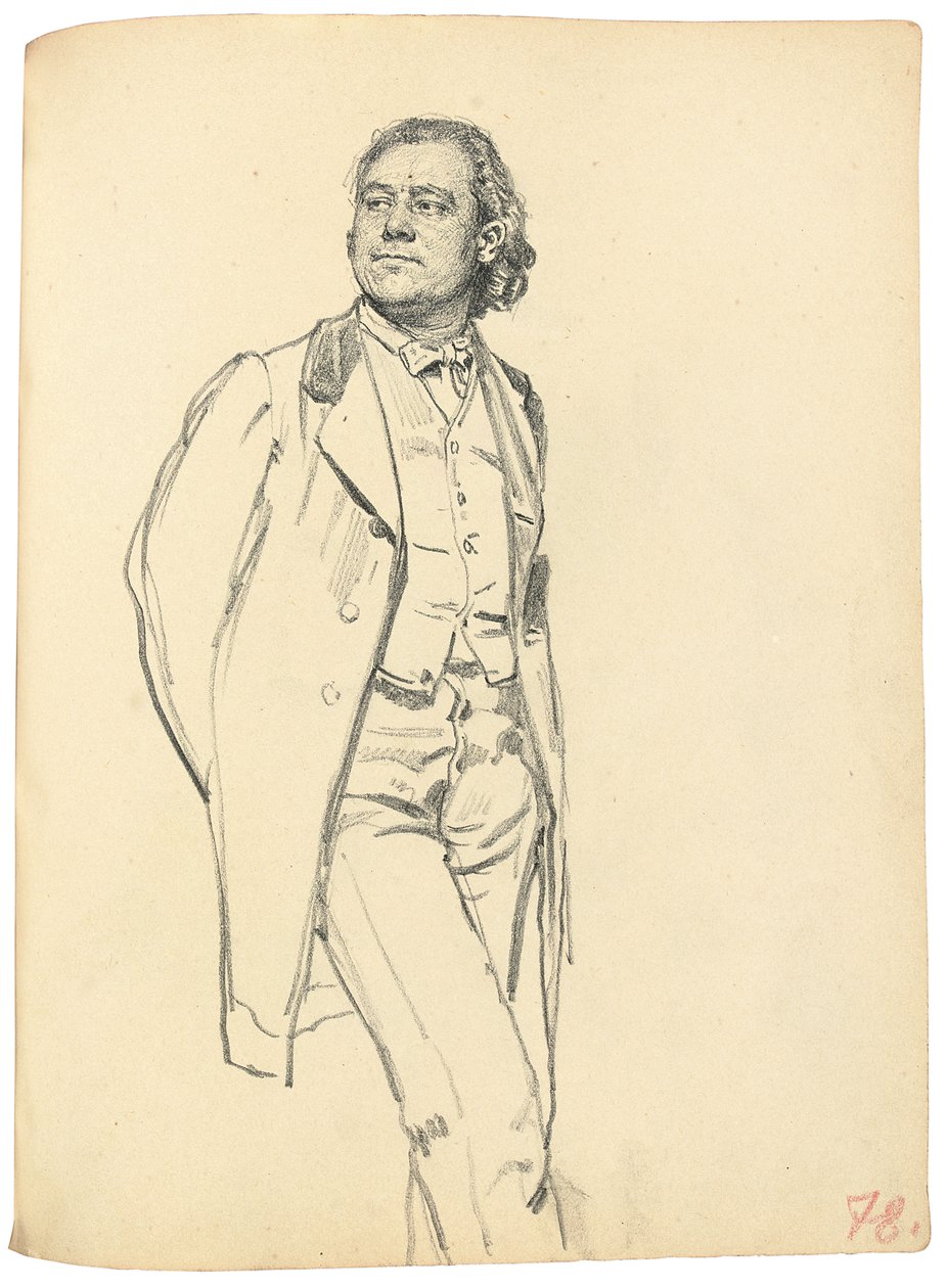 Figura de um homem em pé, c. 1872-1875 de Ilya Efimovich Repin