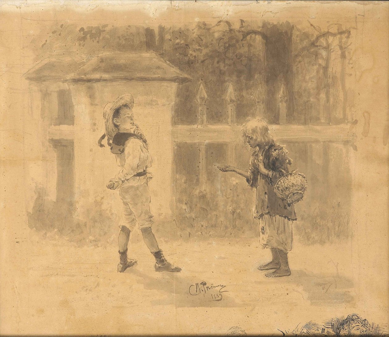Garota implorando, 1889 de Ilya Efimovich Repin