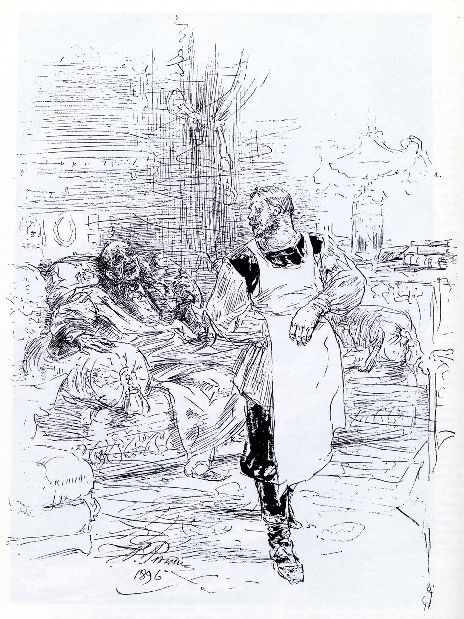 Ilustração para o romance A Morte de Ivan Ilyich, de Leo Tolstoy, 1896 de Ilya Efimovich Repin