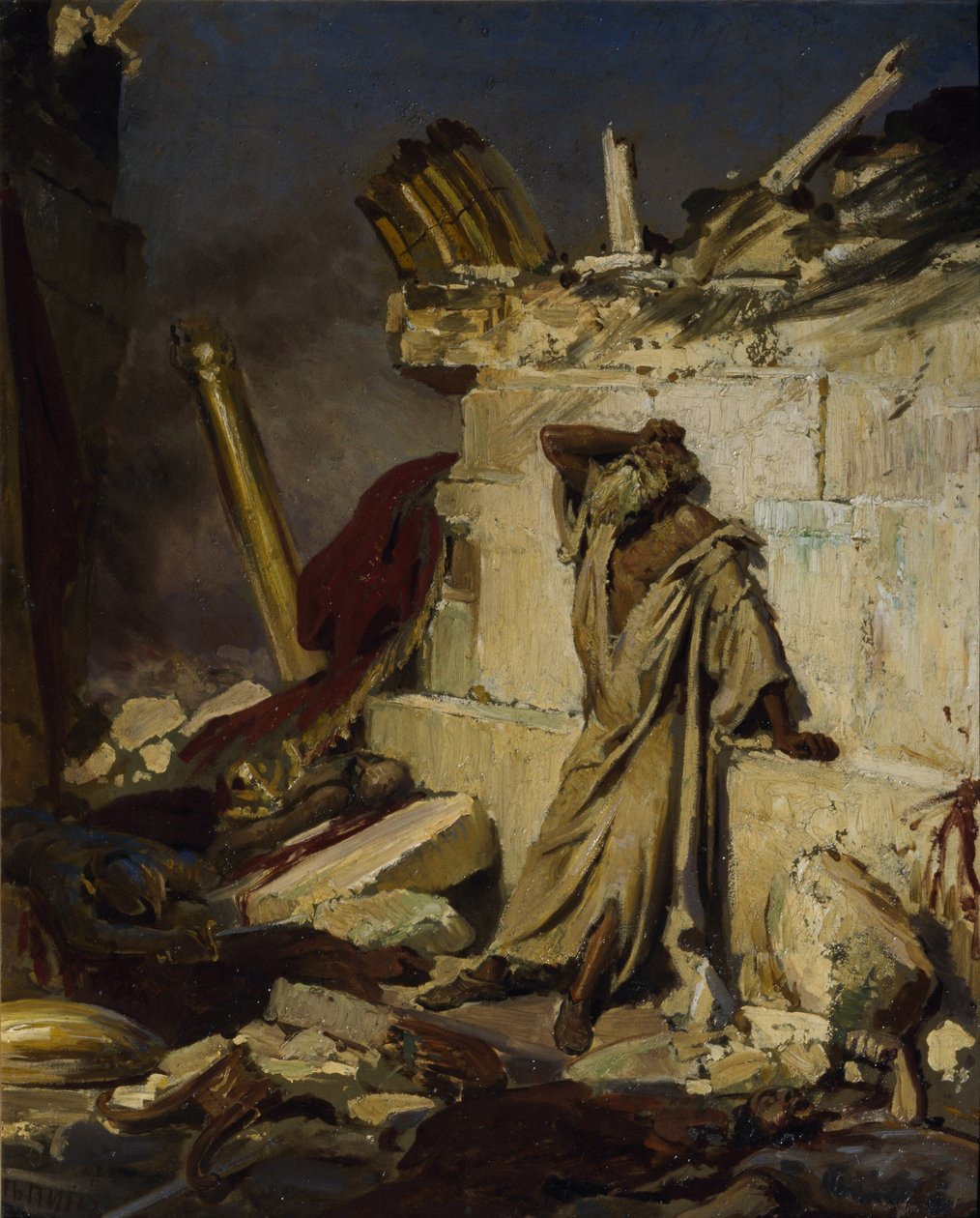 Jeremias lamentando a destruição de Jerusalém, 1870 de Ilya Efimovich Repin
