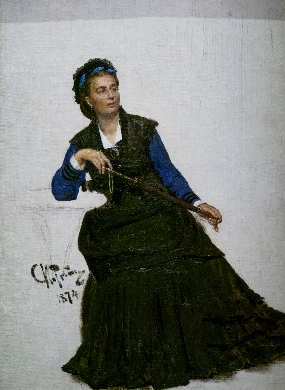 SENHORA A BRINCAR COM O SEU GUARDA-CHUVA de Ilya Efimovich Repin