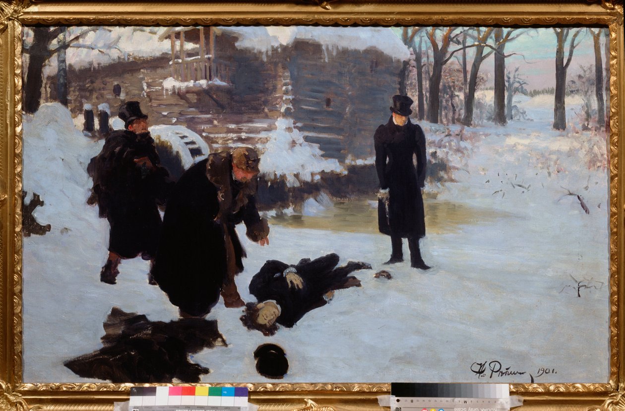 O duelo (A morte do poeta Alexander Pushkin (1799-1837) morto pelo seu rival George Charles de Heeckeren d