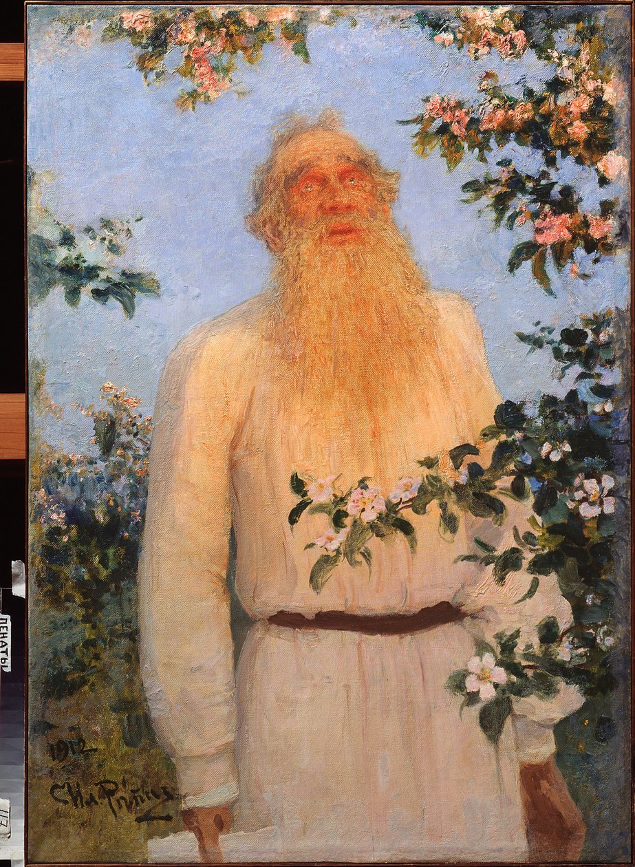 Retrato do escritor Lev Nikolayevich (Leo ou Leon Tolstoy) (Tolstoy) (1828-1910). Pintura de Ilya Repin (Ilia Repin) (1844-1930), óleo sobre tela de Ilya Efimovich Repin