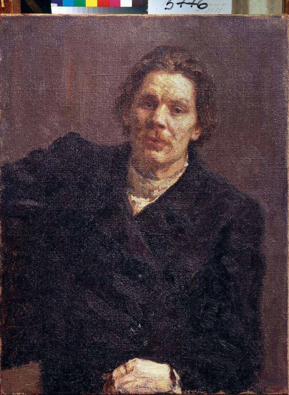 Retrato do escritor Maxime Gorky (1868-1939). (Retrato do Autor M. Gorky). Pintura de Ilya Repin (Ilia Repin) (1844-1930), óleo sobre tela de Ilya Efimovich Repin