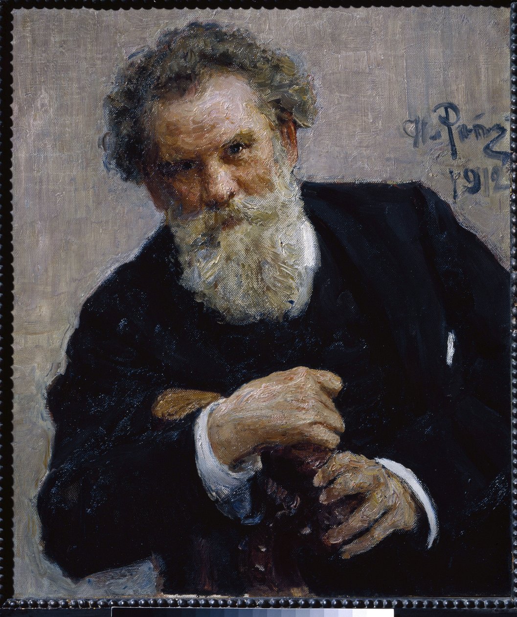 Retrato do escritor Vladimir Korolenko (1853-1921). (Retrato do Autor V. Korolenko). Pintura de Ilya Yefimovich Repin (Ilia Repin) (1844-1930), óleo sobre tela de Ilya Efimovich Repin